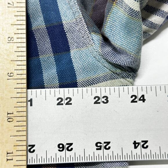 St Johns Bay Button Up Shirt Men Size L Green Blue Plaid Long Sleeve FLAW - Picture 7 of 7